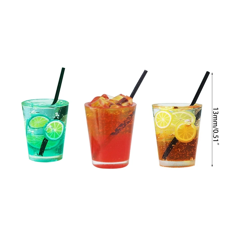 

3PCS Dollhouse Accessories Miniature Drink Glass Realistic Resin Mini Cup Interactive Kit Pretend Playset Cake Top Decor
