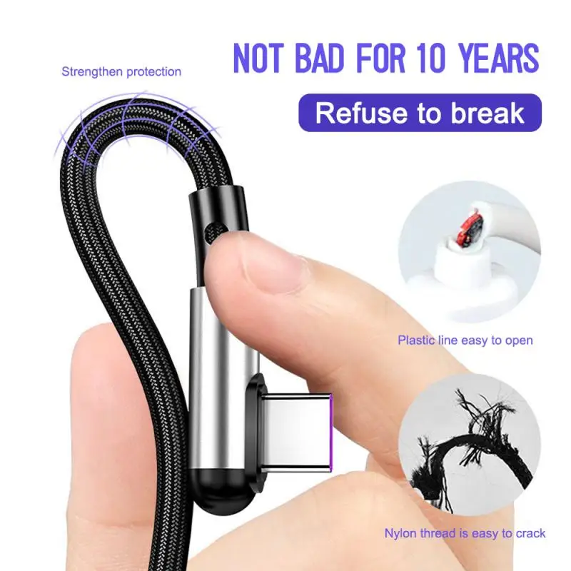 1 2 м USB Type C 90 градусов кабель Usb Type-C c функцией быстрой зарядки Type-c зарядного