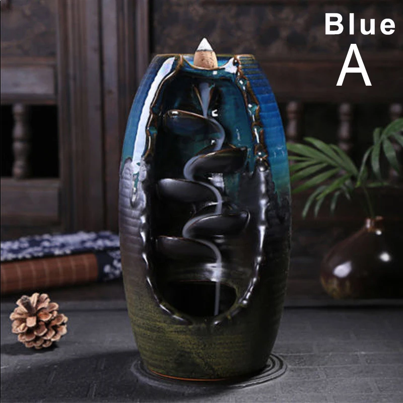 Ceramic Smoke Backflow Incense Burner Back-flow Censer Cone Holder Ornament Crafts Home Office Decor | Дом и сад