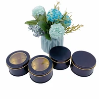 round black metal box can candle jars container with lid bulk wholesale empty storage tins for diy skin care beauty samples