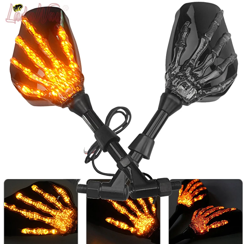 Универсальные светодиодные зеркала заднего вида для мотоциклов 8 мм 10 указатели