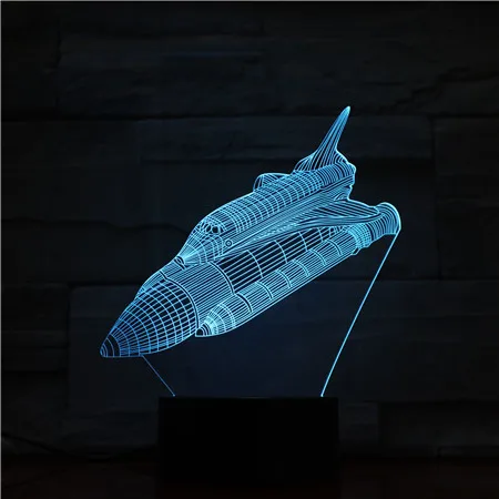 3D лампа космический челнок Батарея приведенный в действие Цвет меняется с