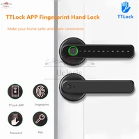 ttlock app smart biometric fingerprint handle door electronic lock with password card unlock for home bedroom office wooden door