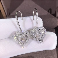 new arrival cute heart shape stud earrings with bling zircon stone s925 sterling silver color fashion jewelry korean earrings