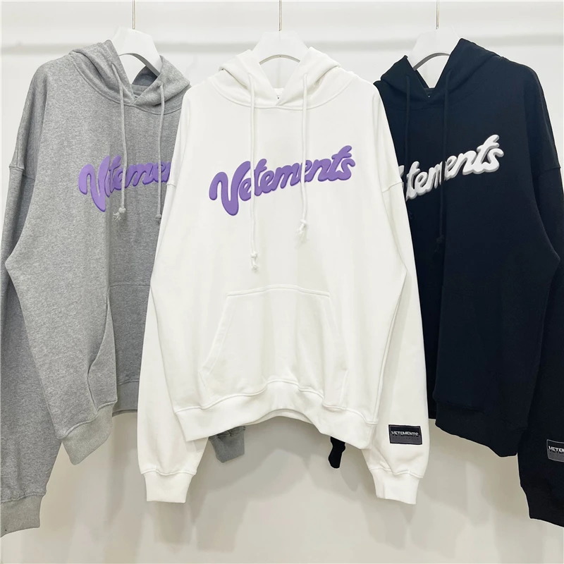 

21FW NEW TOP hip-hop Foam Print Logo Vetements Men Women Oversized Hoodies Sweatshirts Sweet Mark Terry Cotton Pullover