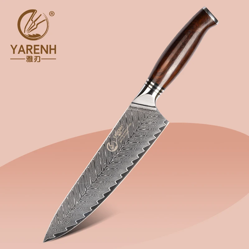 

YARENH 8 Inch Chef Knife High Quality 73 Layers Japanese Damascus Steel Kitchen Knives Slicing Meat Tools Dalbergia Wood Handle