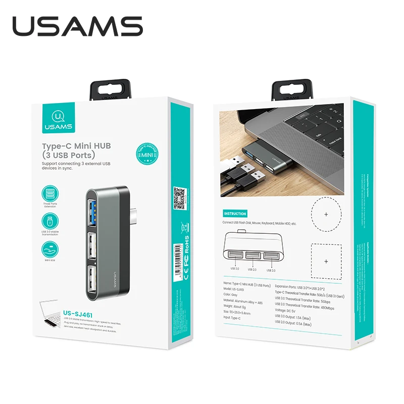 

USAMS USB HUB Adapter Multi port USB type c to USB 3.0 HDMI Micro SD TF card converter for MacBook huawei xiaomi mi Notebook pro