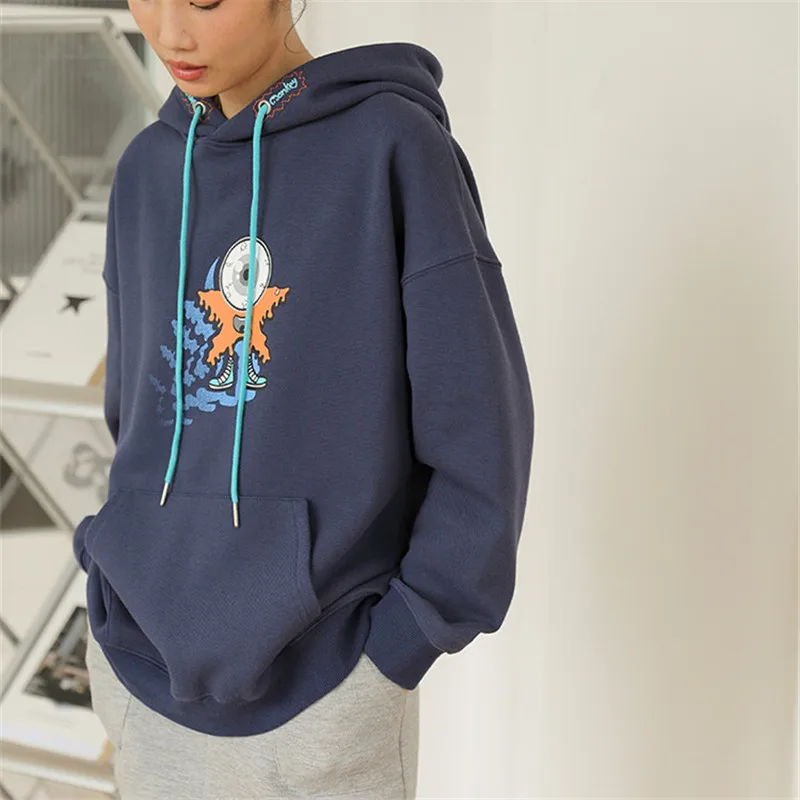 

Winter Fall Women Casual Basic Pullover Hoodies 2021 Large Size Female Printing Hooded Sweatshirt Coats Kangaroo Pocket