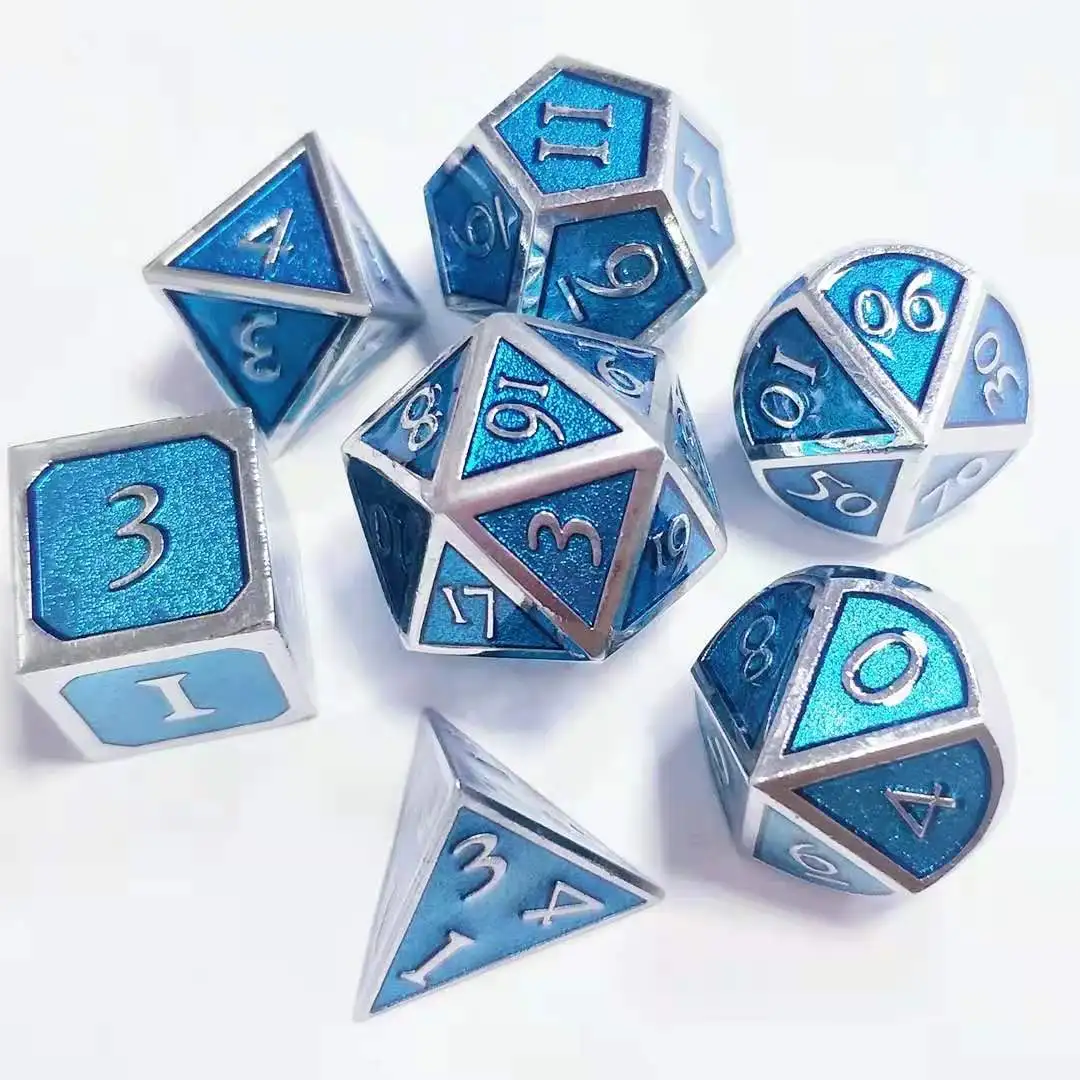 

7 Pcs Galaxy Metal Dice For D&D Metal DND Dice Polyhedral Metal Dice Set for Role Playing Game MTG Pathfinder 7 COC