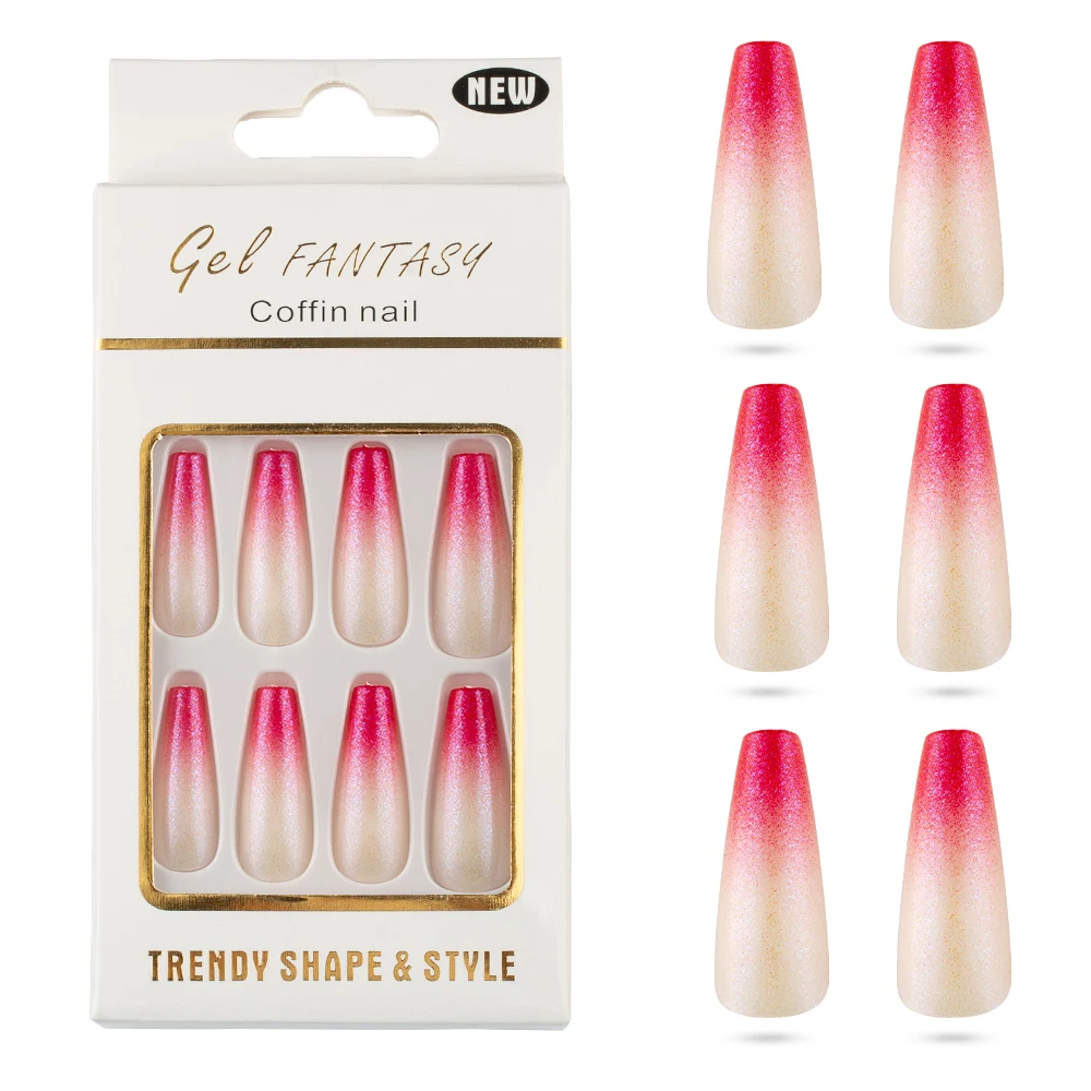 24 шт./корт. накладные ногти с блестками Типсы для ногтевого дизайна набор