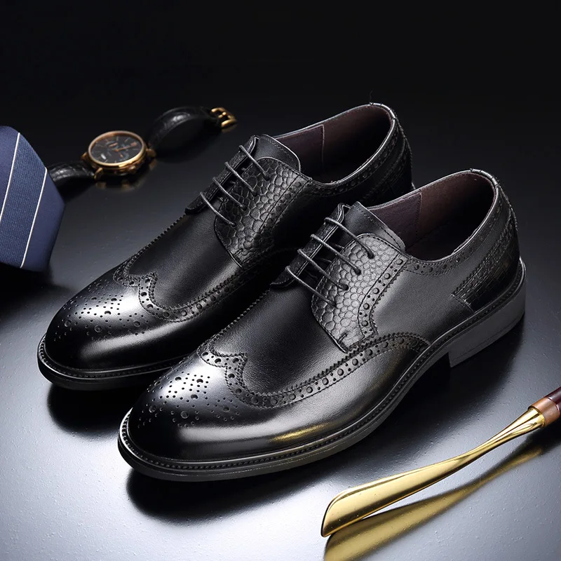 Мужские деловые модельные туфли Buty Meskie обувь с острым носком перфорацией типа