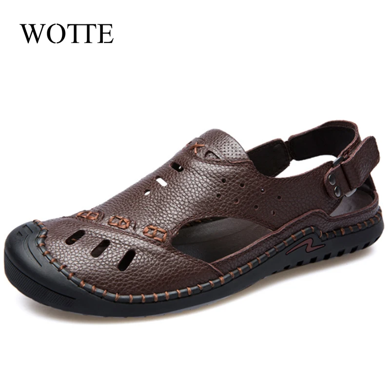 

Сандалии мужские из сплит-кожи, Повседневная пляжная обувь, римские сандалии, летние модные уличные