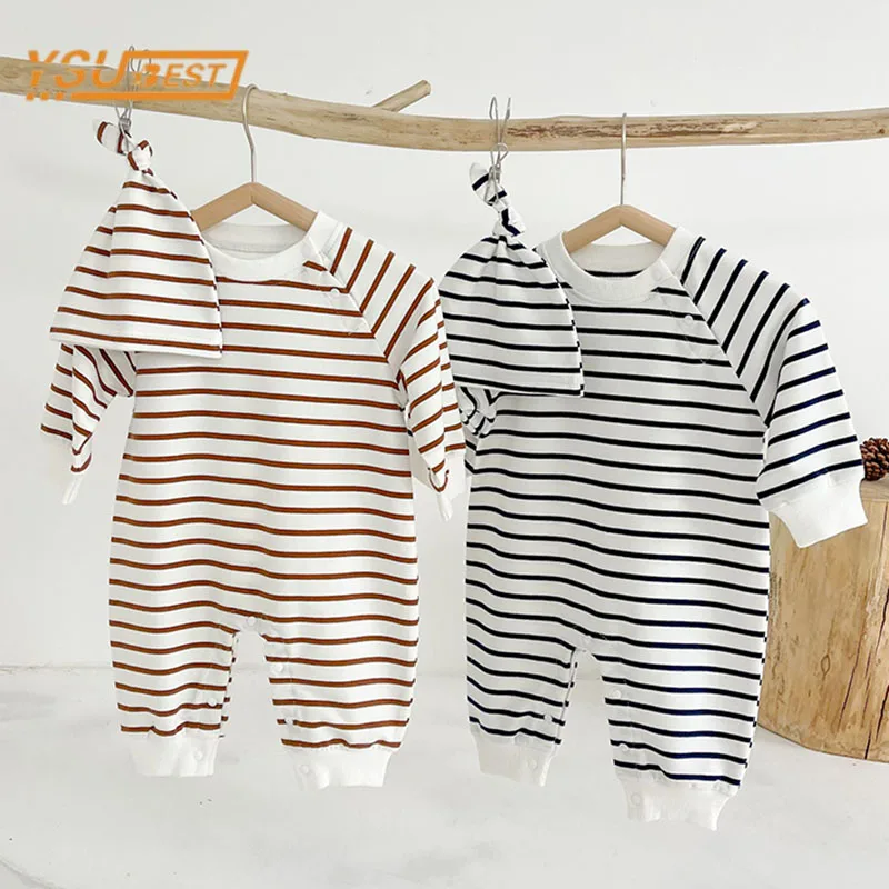 

Spring Autumn Baby Boy Girl Rompers Kids Girl Long Sleeve Stripe Rompers Infant Baby Boy Girl Newborn Rompers Clothes
