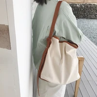 canvas tote bag women designer handbags 2021 girl shopper purse fashion casual simple style solid color bucket bag shoulder bags