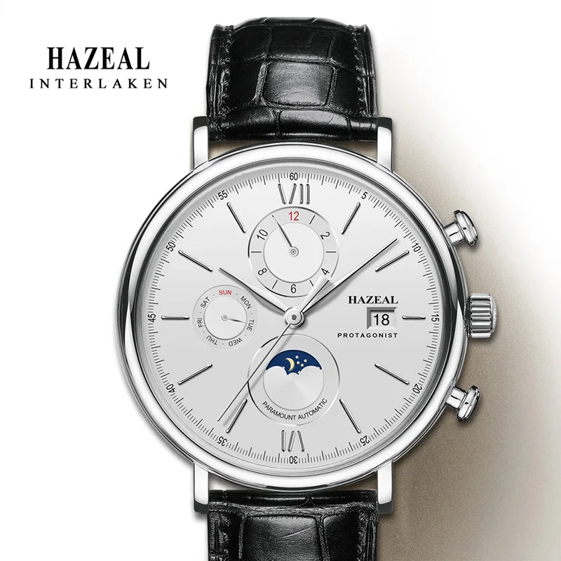 Часы Hazeal Мужские механические спортивные Классические наручные хронограф дата