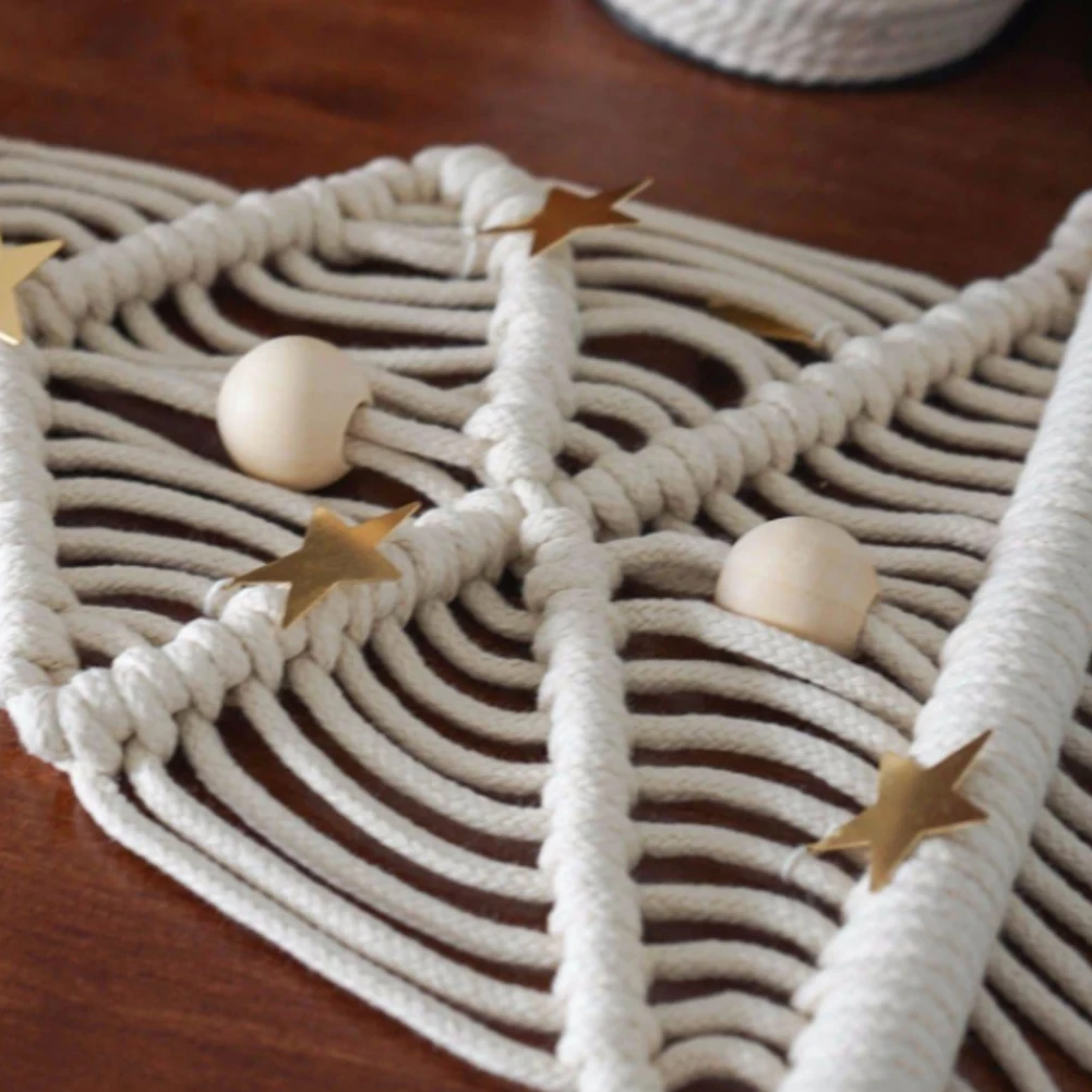 

Wooden Craft Macrame Cord Natural Cotton Yarn With Wood Stick Rings Beads for DIY Craft Hand Knitting Macrame Kit Wall Decor