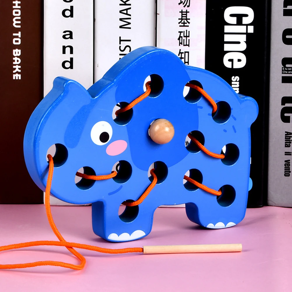 

Деревянная доска с животными и нитками для мальчиков и девочек, настольные Обучающие деревянные игрушки для детей, пазл