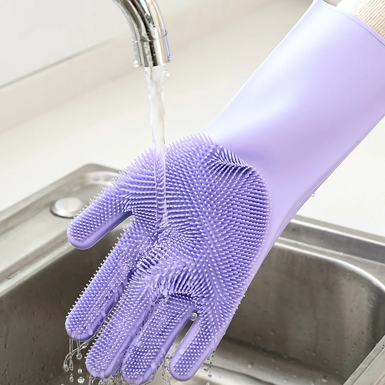 

Dishwashing Cleaning Gloves Magic Silicone Rubber Sponge Glove Household Scrubber Kitchen Clean Tools Dropshipping Kitchen