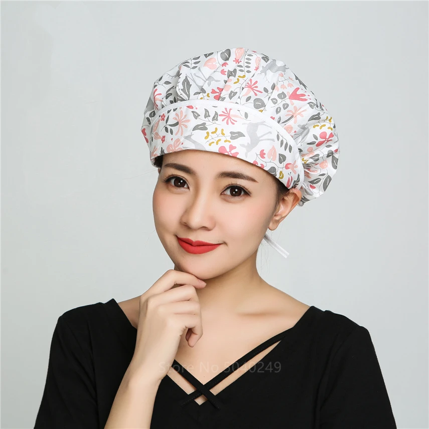 

2020 Unisex Chef Restaurant Uniforms Hotel Work Wear Waitress Master Cooker Bake Breathable Adjustable Printed Mushroom Hat Cap