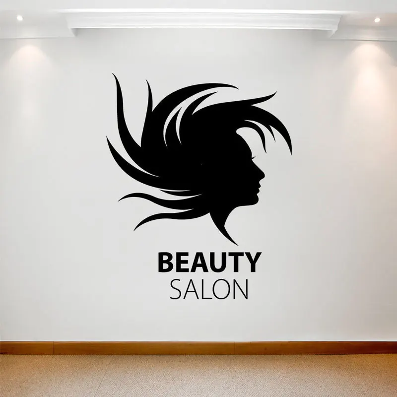 

Beauty Salon Wall Sticker Girl Long Hair Hairdressing Shop Sign Window Art Decor Vinyl Decals Removable Transfer Murals A449