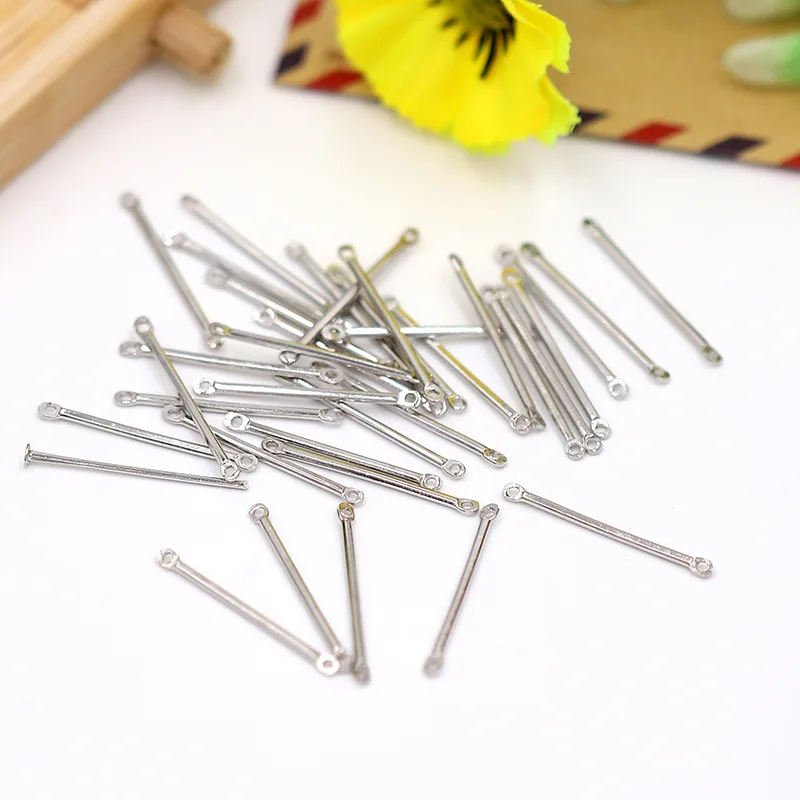 50 шт./лот Двойной цилиндрический стержень для сережек соединительный