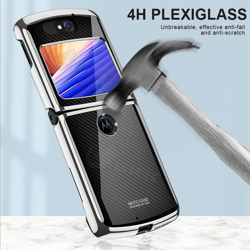 

Luxury Plexiglass Plating Hard Fold Case For Motorola Moto Razr Case 5G Anti-knock Full Protection Cover For Motorola Razr Coque