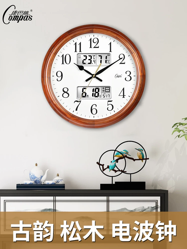 Living room wall clocks solid wood home fashion charts quartz mute atmosphere new Chinese European wave clock | Дом и сад