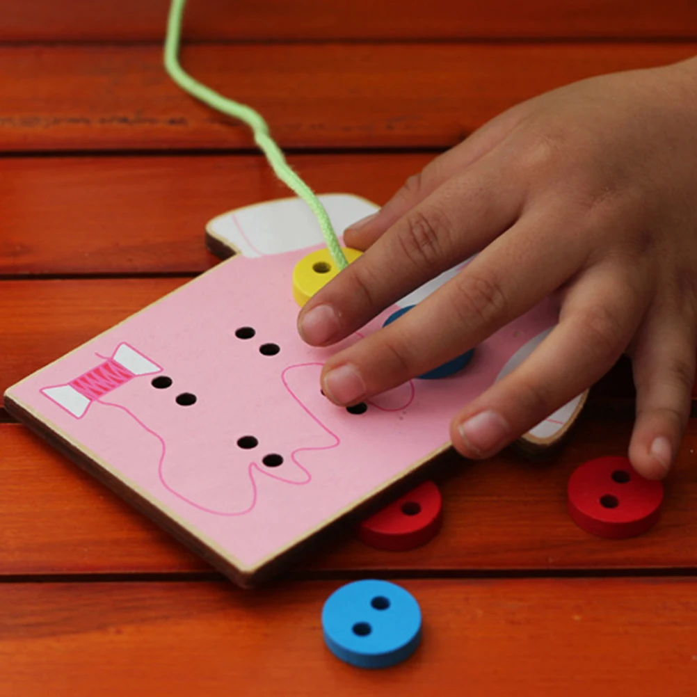 Детская деревянная игрушка игрушки ручной работы для шитья и пуговиц игра