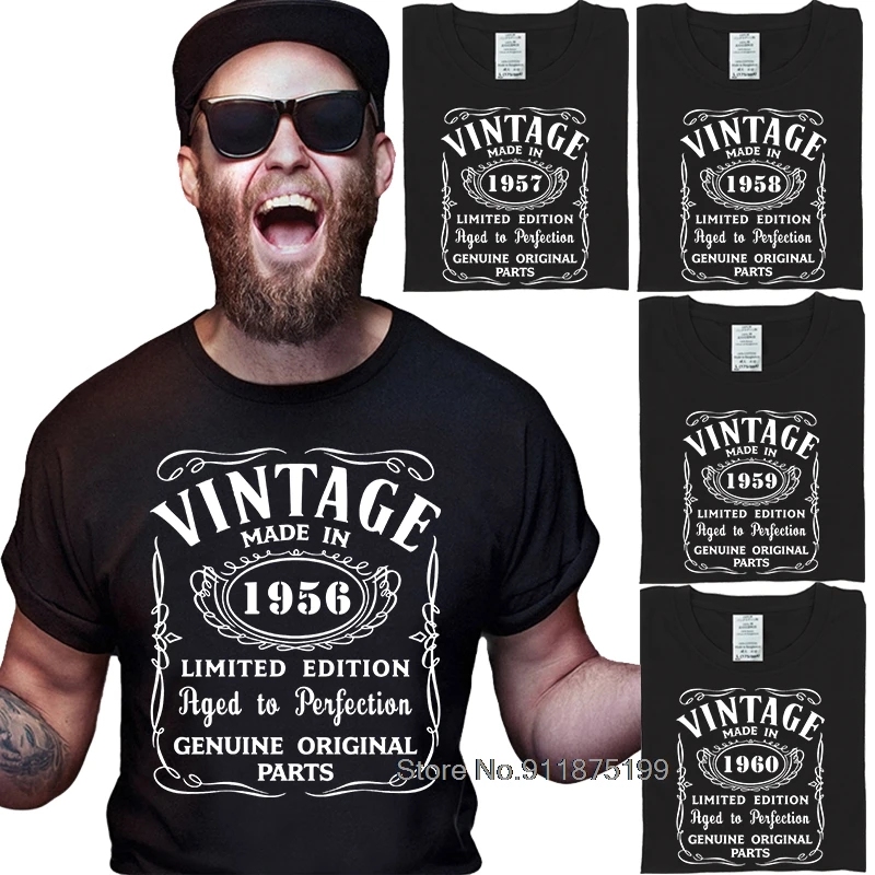 

Father's Day Gift 1956 1957 1958 1959 1960 vintage All Original Birthday Gift T-Shirt big size Clothes Retro Print Tees