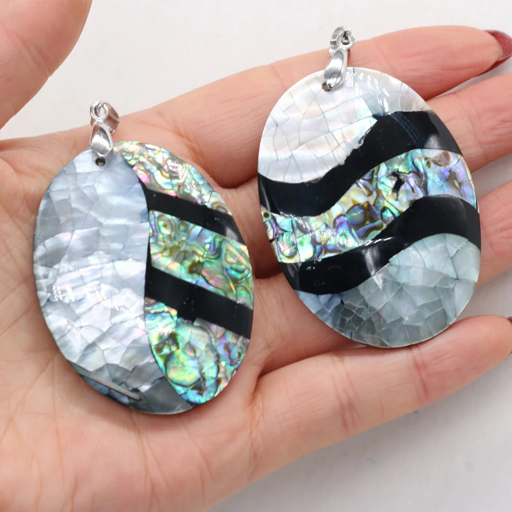 

Natural Shell Pendants Crack Splicing Abalone Shell Charms for DIY Necklace Making Jewelry Women Gift Size 38X50mm