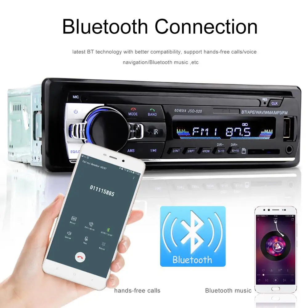 Автомобильный Радио автомобильный радиоприемник с Bluetooth Авто стерео Aux вход