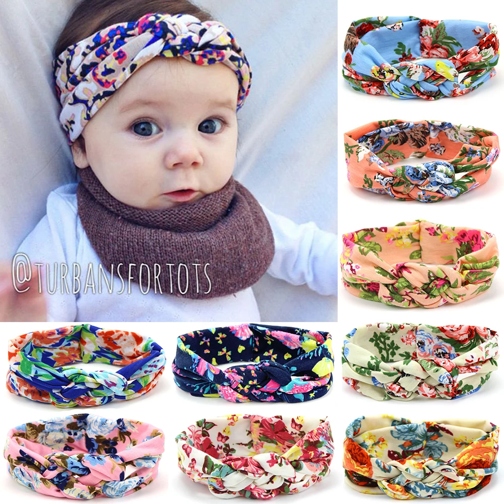 Детская повязка на голову с цветочным принтом для младенцев обруч волос