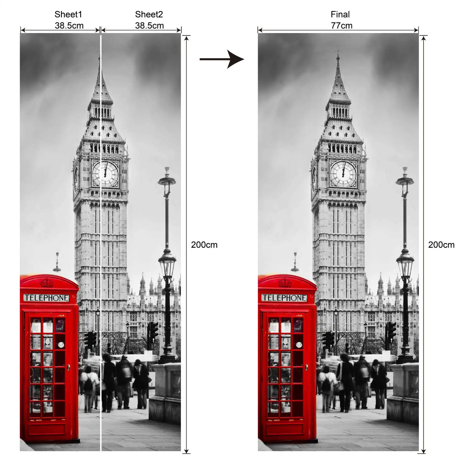 

Landscape Door Sticker Home Decoration Self Adhesive Papel Mural PVC Waterproof 3D Porta Stickers Vinyl Wall Decor Peel Stick