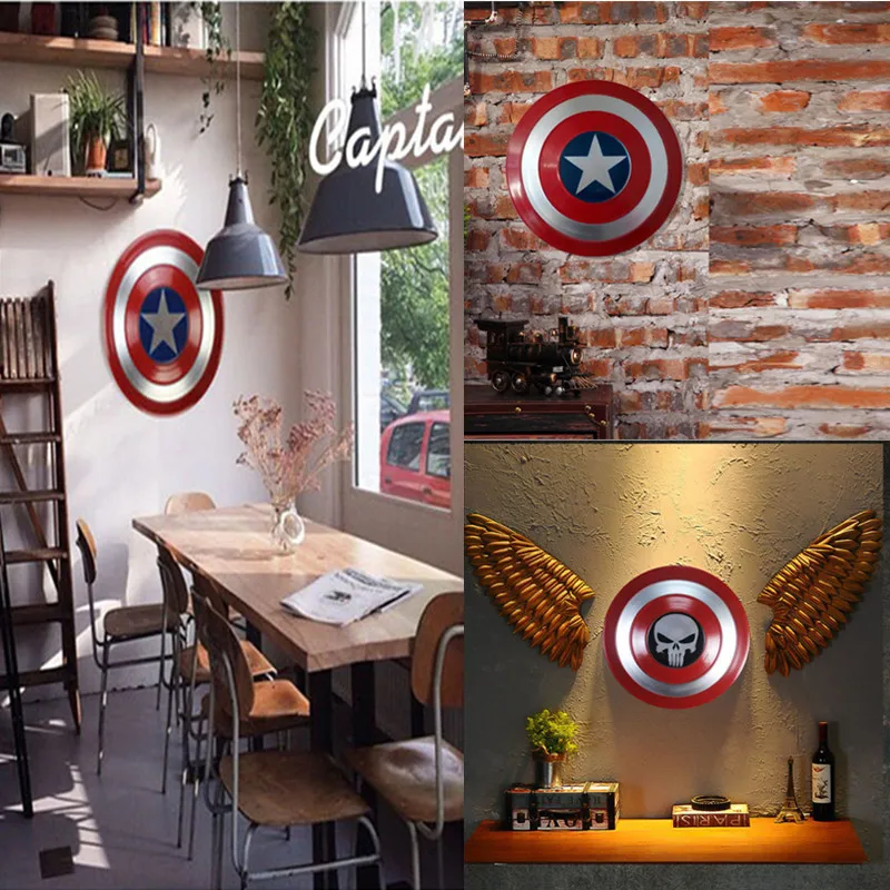 

47.5cm Captain Shield 1:1 Full Metal Cosplay Weapon Props Adult Child Halloween/Christmas Superhero Shield Retro Home Decoration