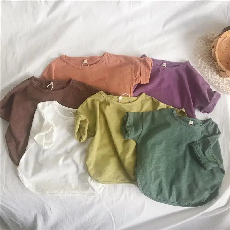 

Children's summer suit 2021 new boys and girls cotton T-shirt Korean short-sleeved two-piece suit P4322