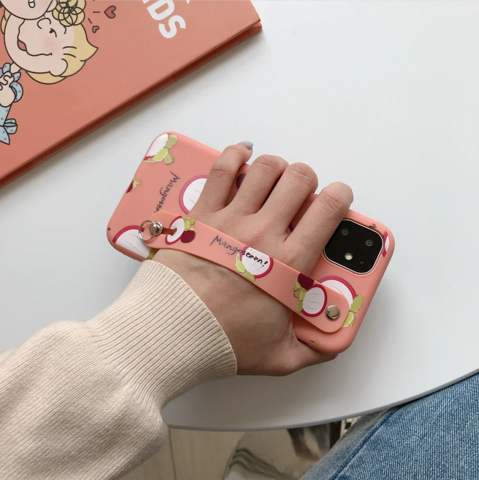 stylish and cute mangosteen mobile phone case for iPhone11 XS MAX XR X 8 7 6 6s plus soft protective cover stand wristband | Мобильные