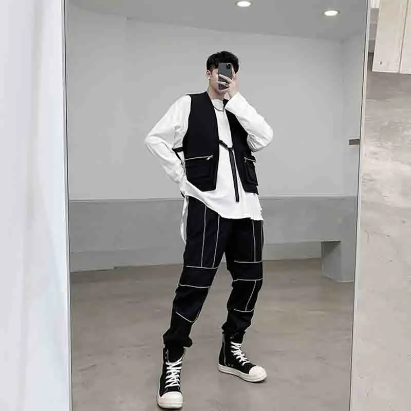 

Dark ins functional tactical vest men and women three dimensional pocket hip hop vest hairdresser work clothes jacket shoulder