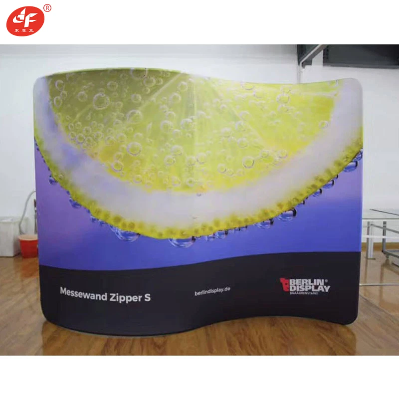 8 футов 10 настраиваемые S формы натяжения ткани выставочные стенды с лозунгом