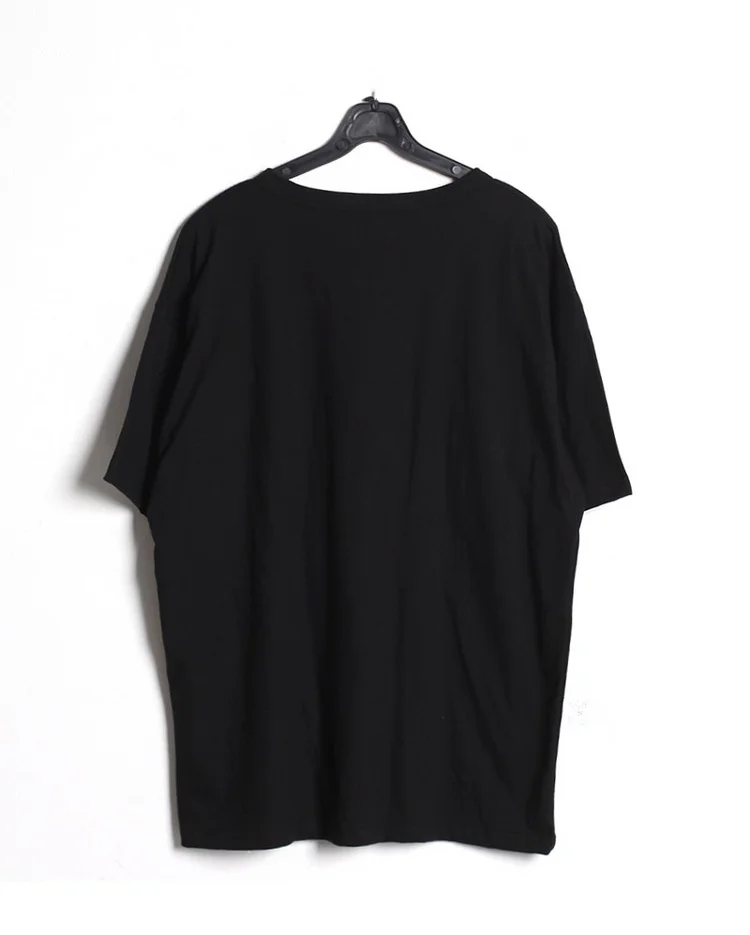 

Heavyweight T-shirt short sleeve men's trendy 5 / 5 sleeve top base shirt loose round neck men's solid half sleeve T-shirt