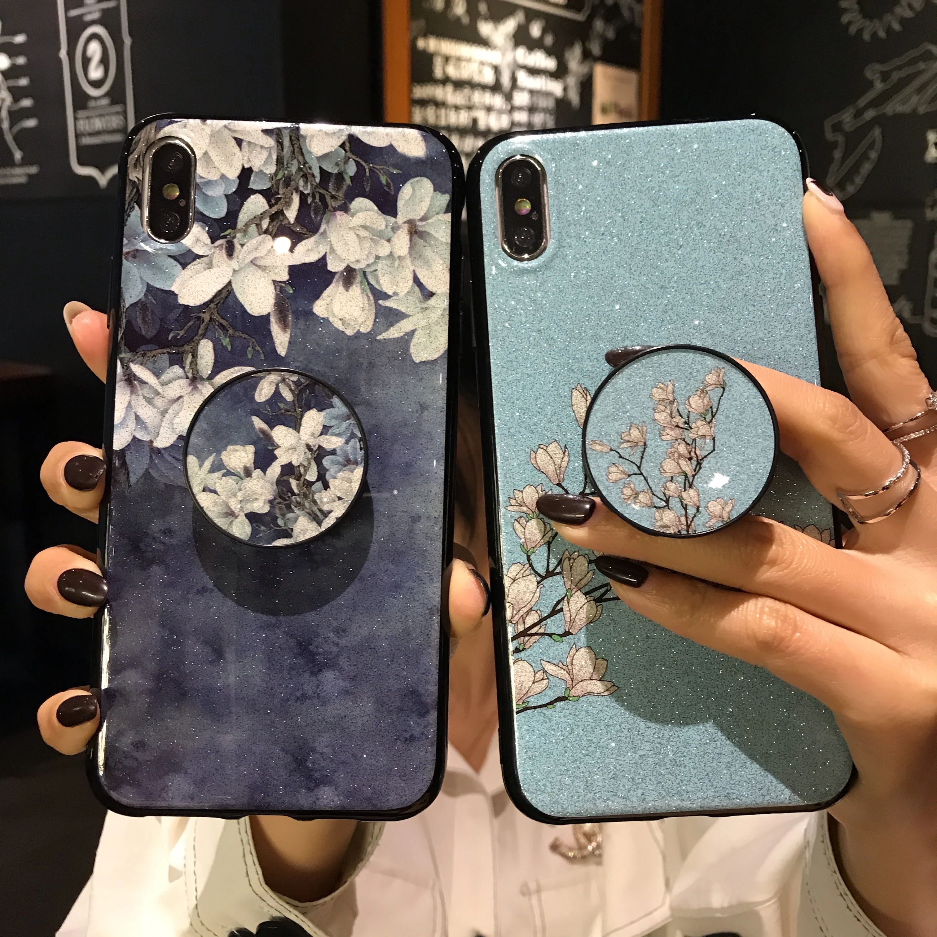 

Fashion Glitter Flower Phone Cover For Redmi 9A 9C 8A 7A 6A 6 Pro 5A 5X 4X K20 Pro K30 Pro Go S2 Poco X2 10T Pro Soft TPU Cover