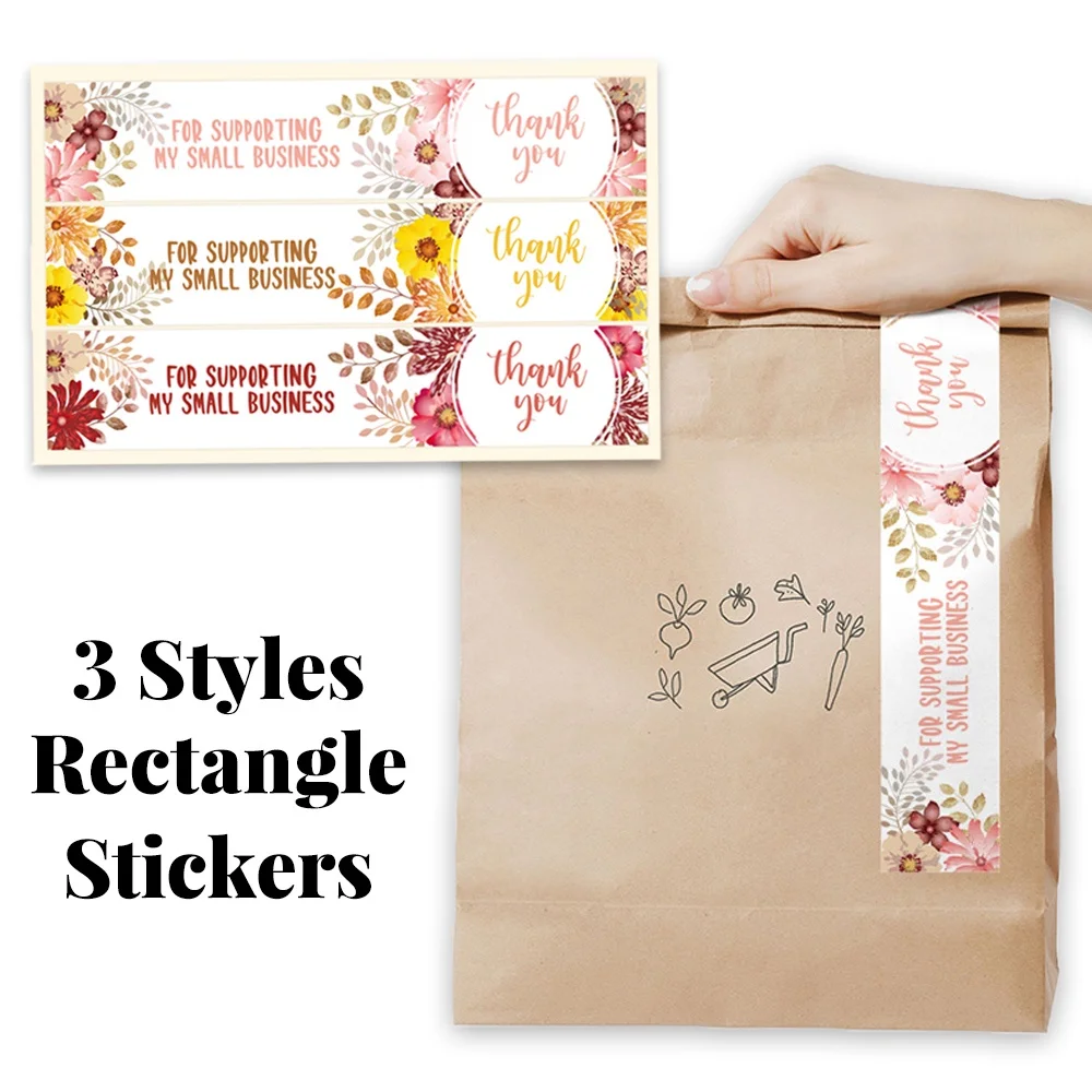 

50 шт./упак. прямоугольник цветком спасибо Стикеры s этикетки для печати для поддержки малого Бизнес посылка подарок Декор стикер для канцеля...