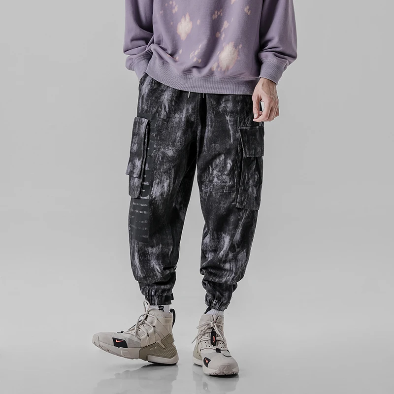 2019 Новые хип-хоп мужские штаны с большим шаговым швом шаровары эластичной талией