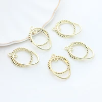 6pcslot zinc alloy oval circle charms pendant connector for diy fashion drop earrings jewelry making accessories
