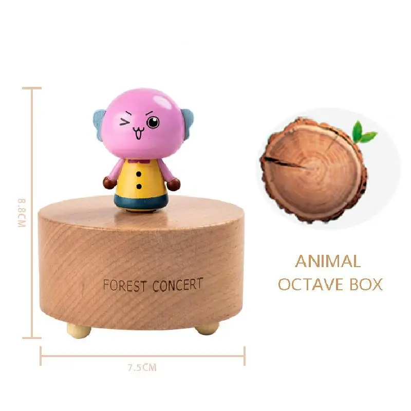 

Korean cartoon rotating animal music box eight sound box Creative Festival gift children's toys wooden simulation music box