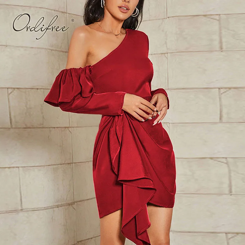 Женское атласное мини-платье Ordifree зеленое винтажное вечернее платье с открытыми