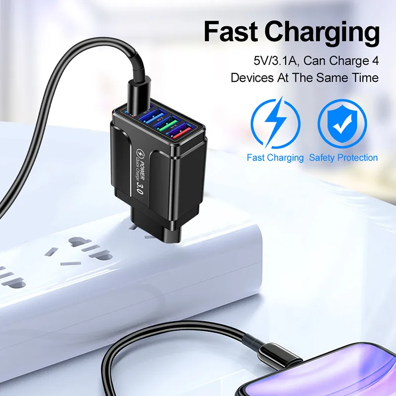 Сетевой адаптер для телефона 5 В 3 А 4 USB-порта | Строительство и ремонт