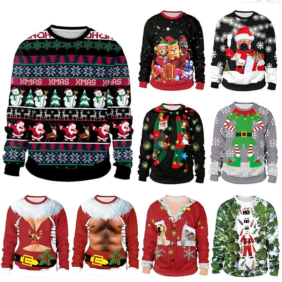 

Men Women Ugly Christmas Sweater Funny Santa Reindeer Tree Snowman Xmas Jumpers Tops Pullover Holiday Party Crewneck Sweatshirt