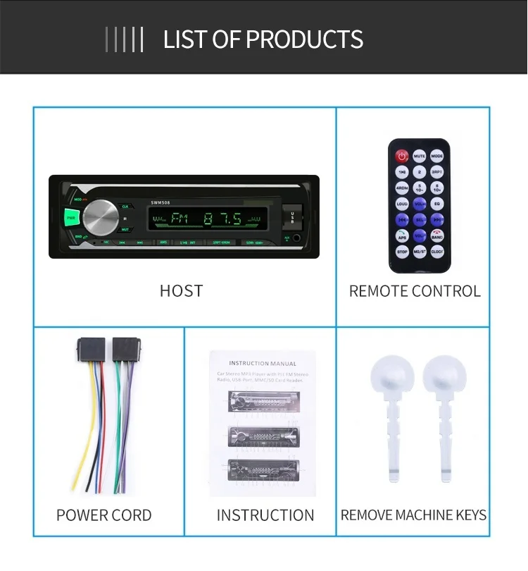 Автомагнитола 1 Din Bluetooth автомобильная стереосистема FM Aux-вход приемник SD USB MP3 MMC WMA