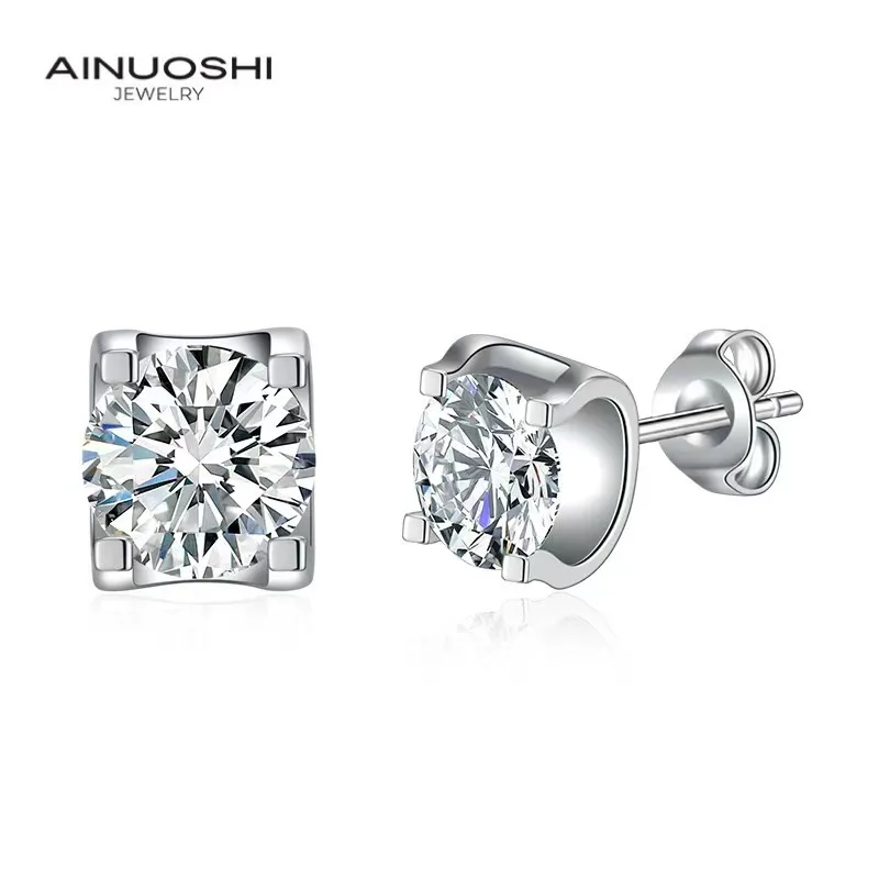 AINUOSHI круглой огранки 1 карат Сона со стразами простые в виде Головы Быка серьги