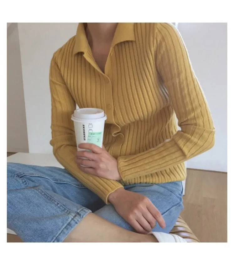 

Women'S Cardigan Sweaters Female Sweater Turn-Down Collar Single Breasted Sweater Woman Casual Knitted Cardigan B89